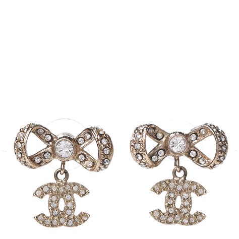 chanel crystal bow earrings